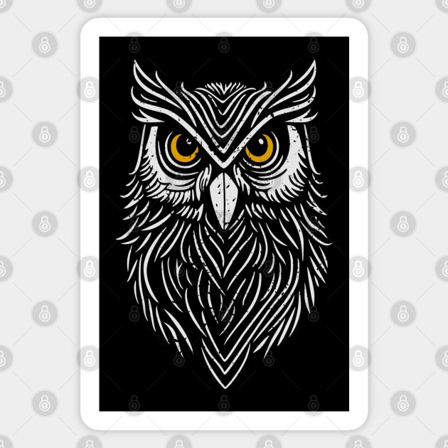 Minimalist Owl - distressed Sticker by NeverDrewBefore